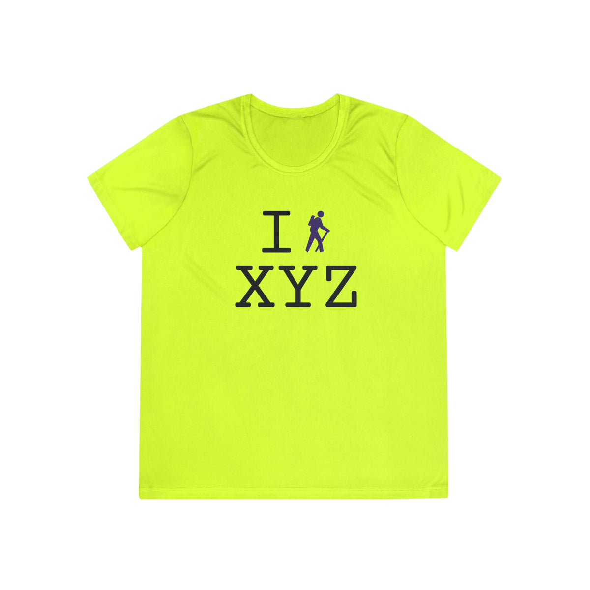 I Hike women's athletic T, purple hiker