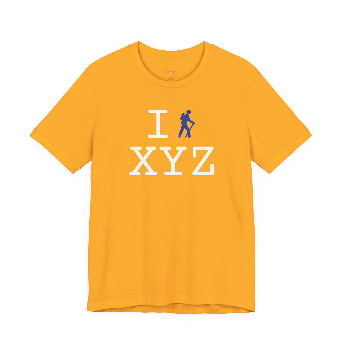 I Hike unisex T, blue hiker