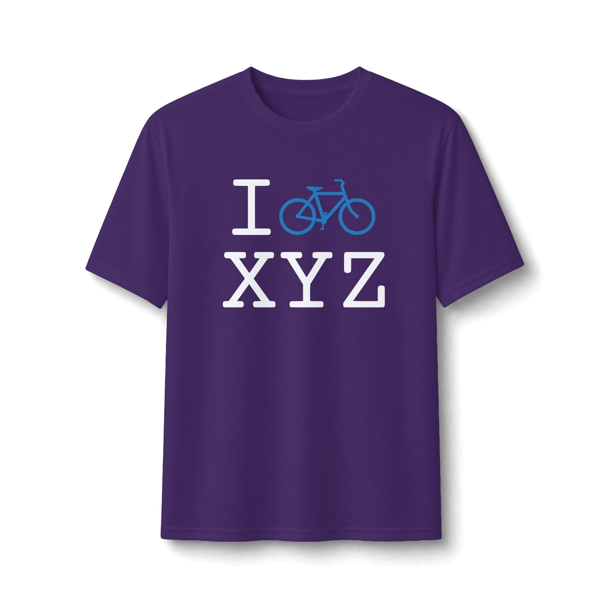 "I Bike ___" athletic T, light blue bike