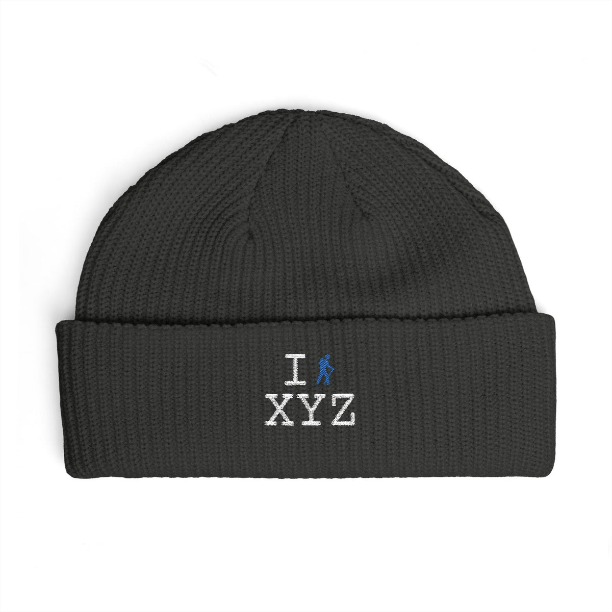 I Hike beanie, blue hiker