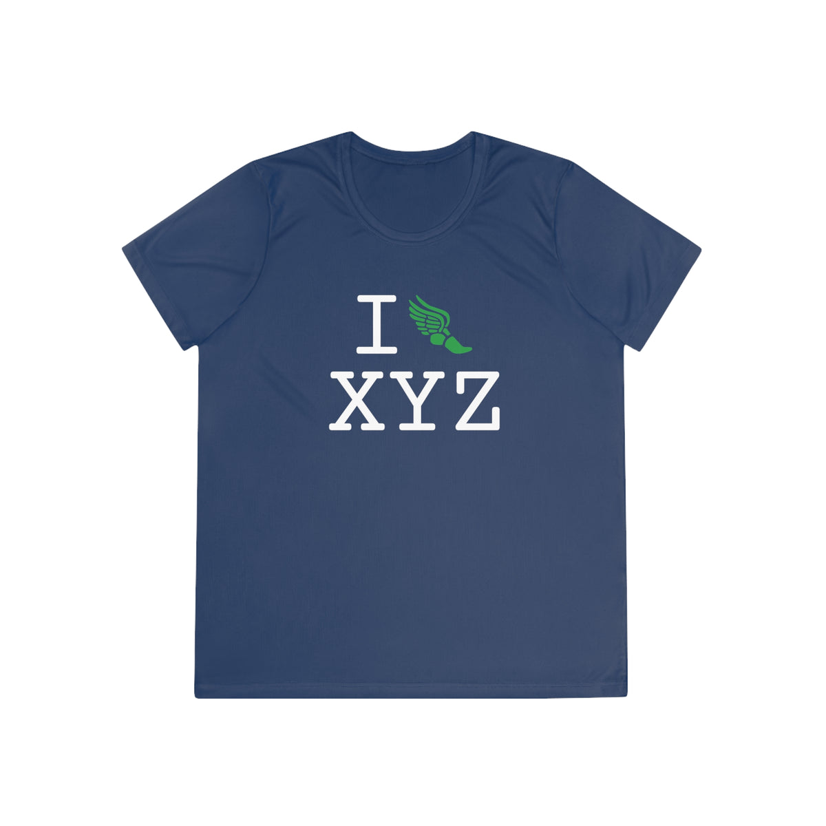 I Run women's athletic T, green logo