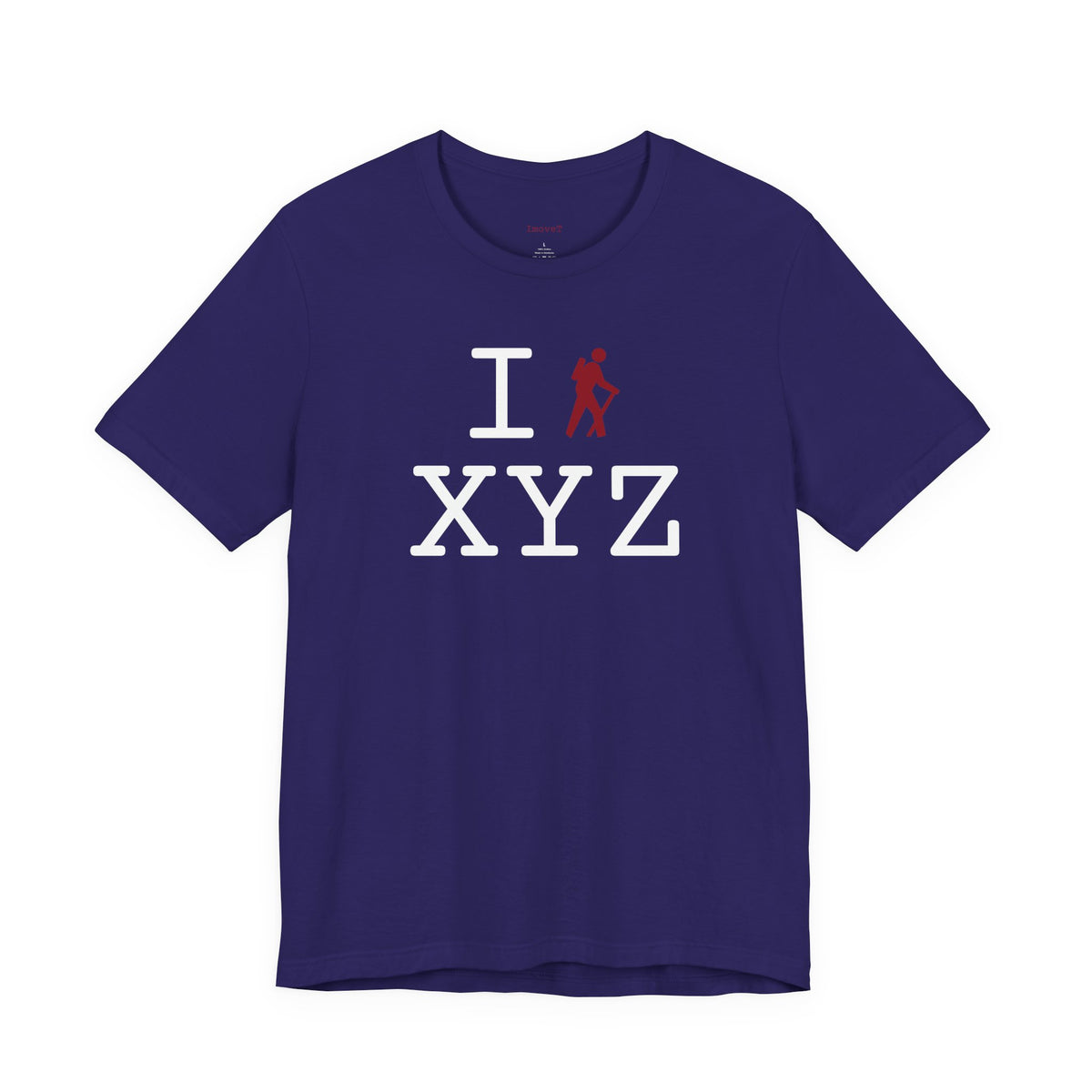 I Hike unisex T, crimson hiker