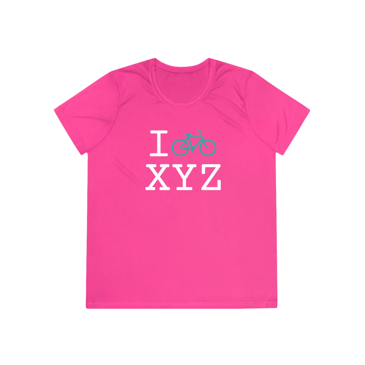 I Bike women's athletic T, teal bike