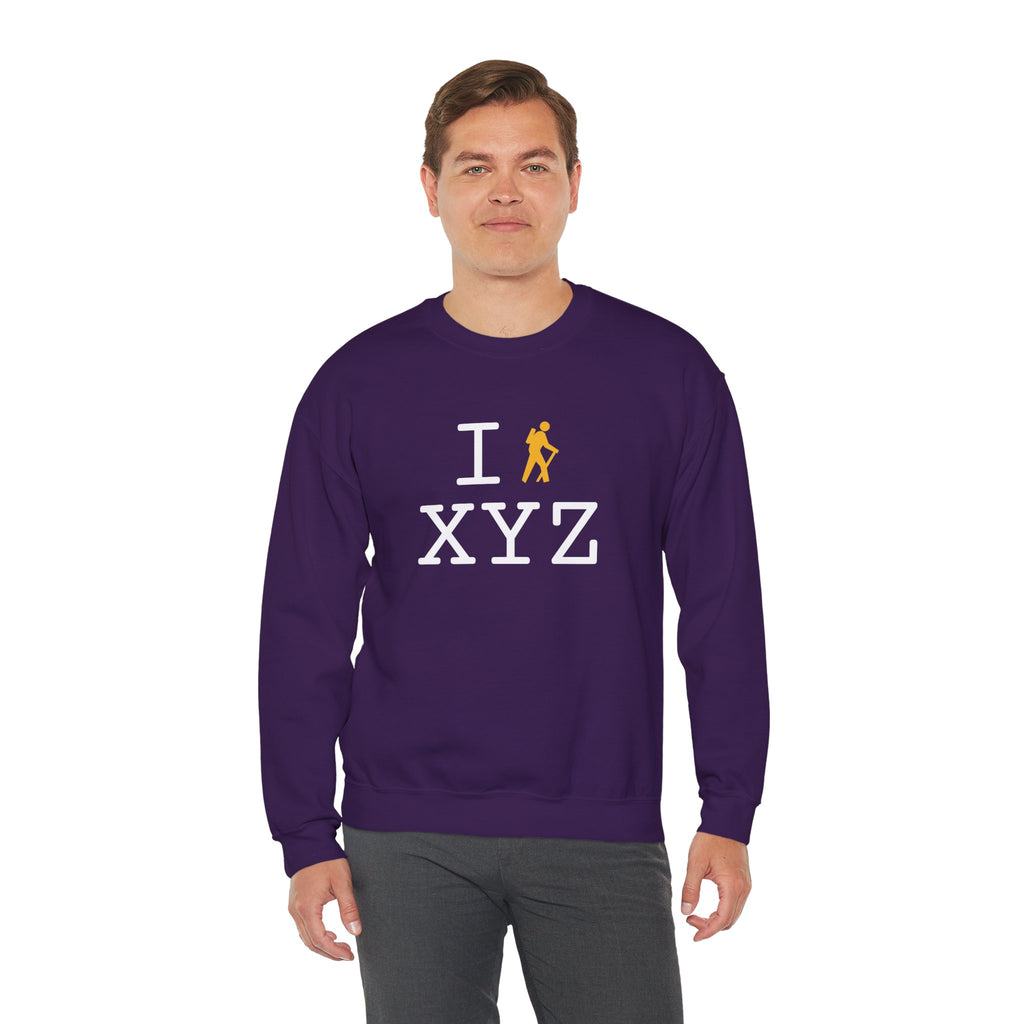 I Hike sweatshirt, yellow hiker