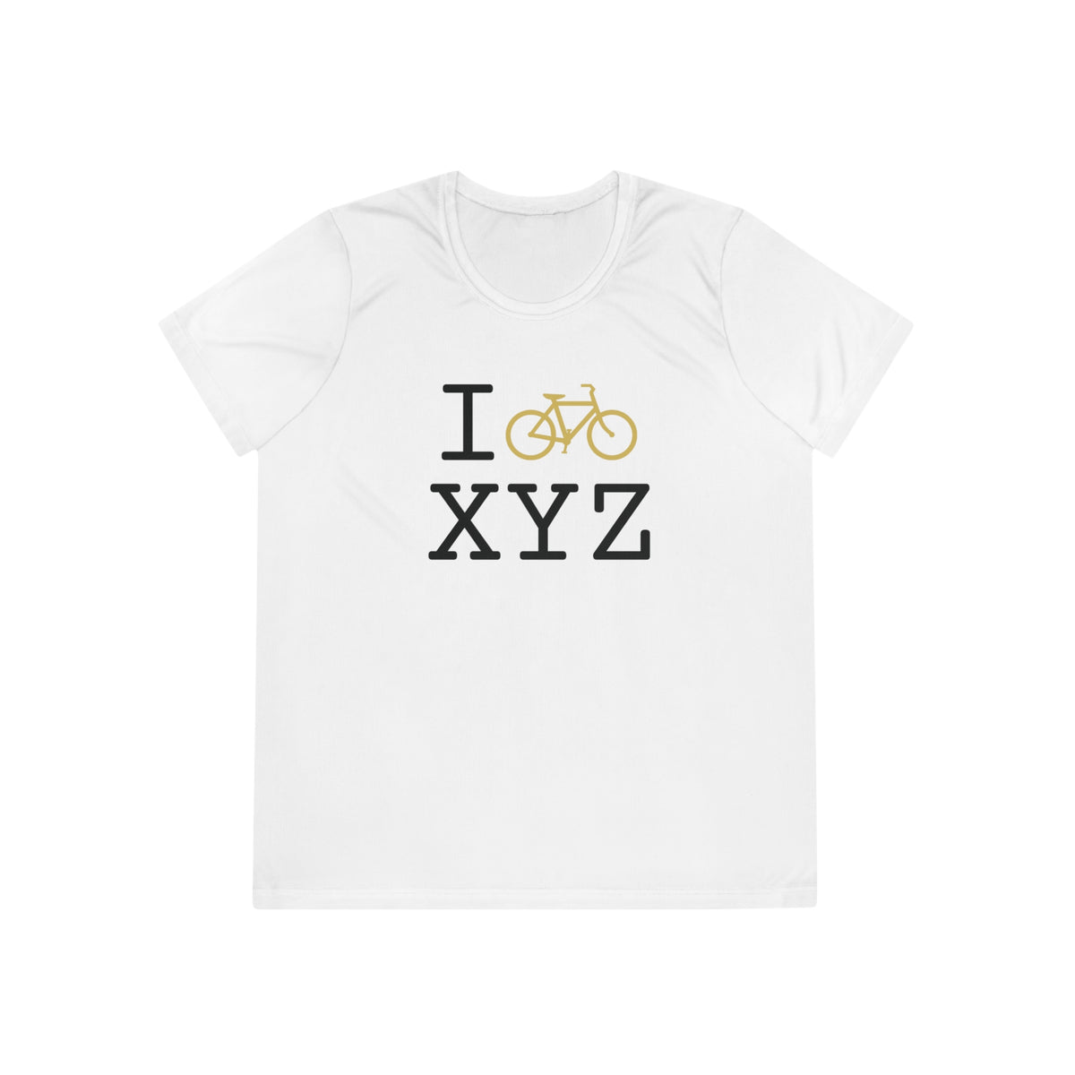 I Bike women's athletic T, gold bike