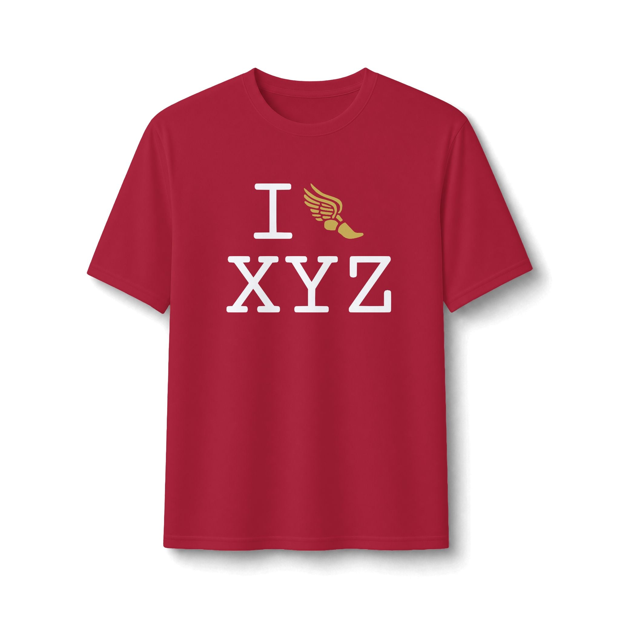 I Run ___ athletic T, gold logo
