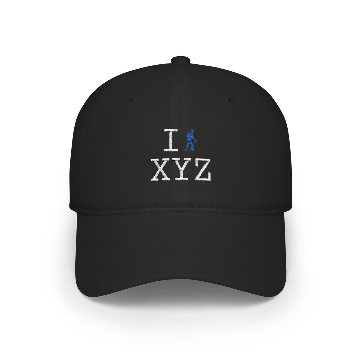 I Hike baseball cap, blue hiker
