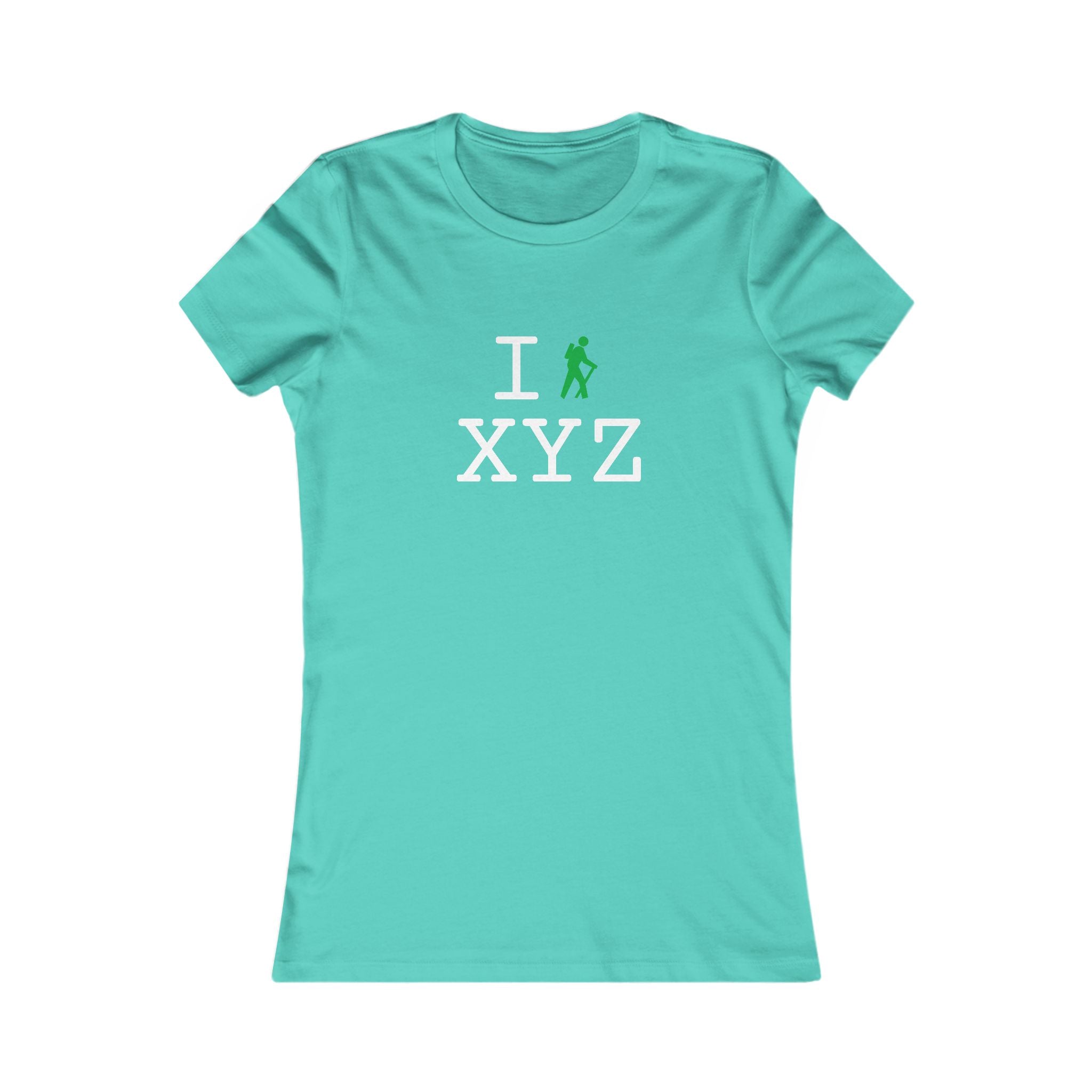 "I Hike ___" women's T, green hiker
