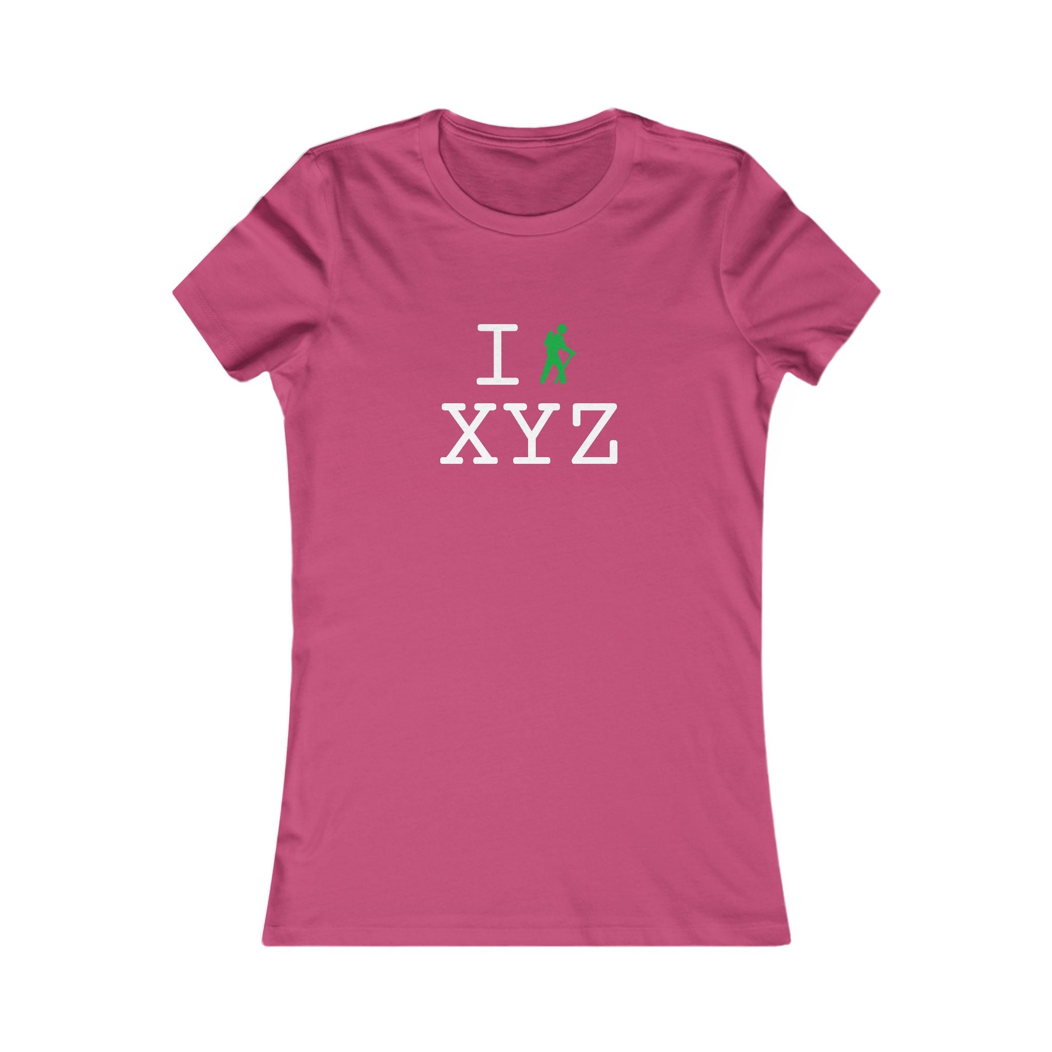 "I Hike ___" women's T, green hiker