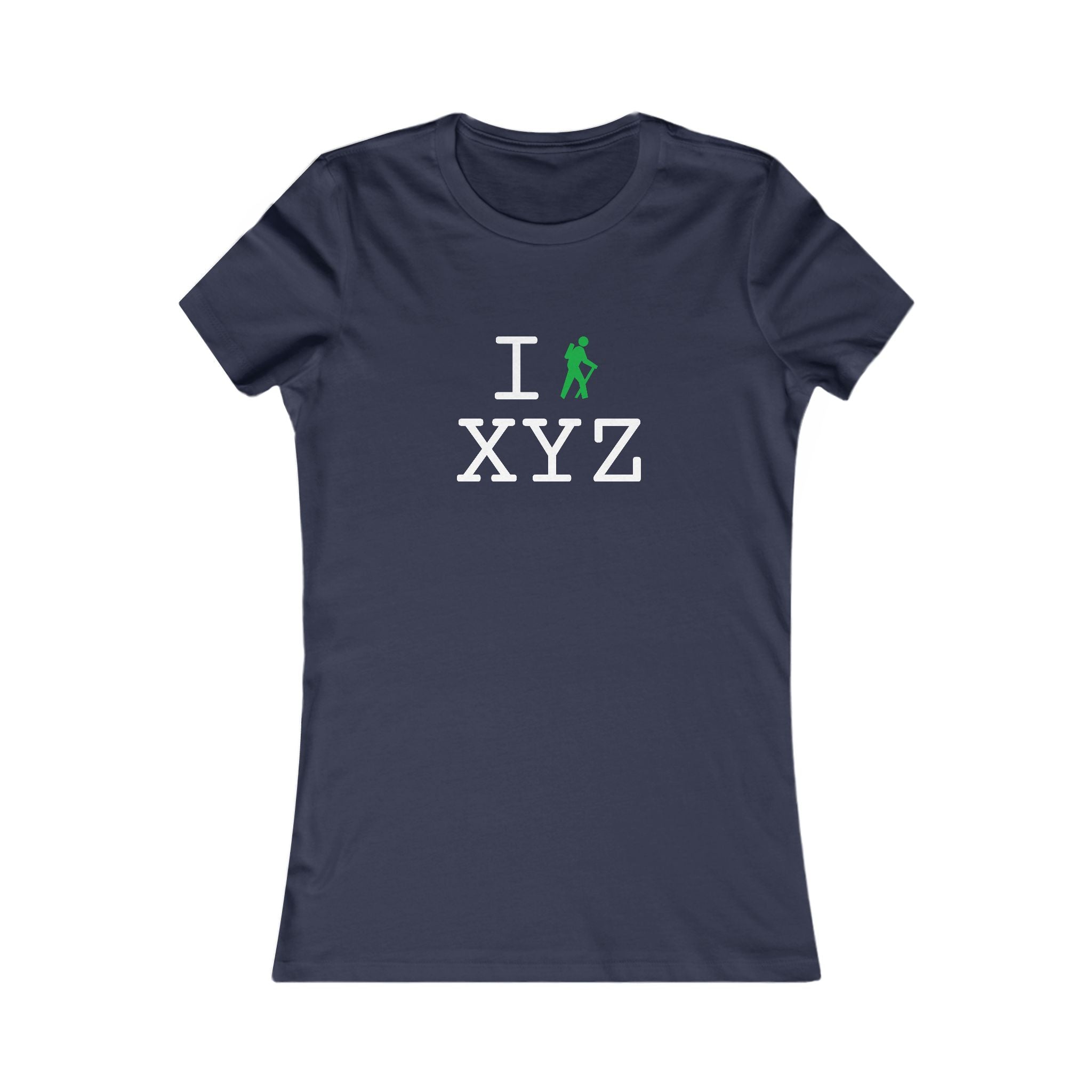 "I Hike ___" women's T, green hiker