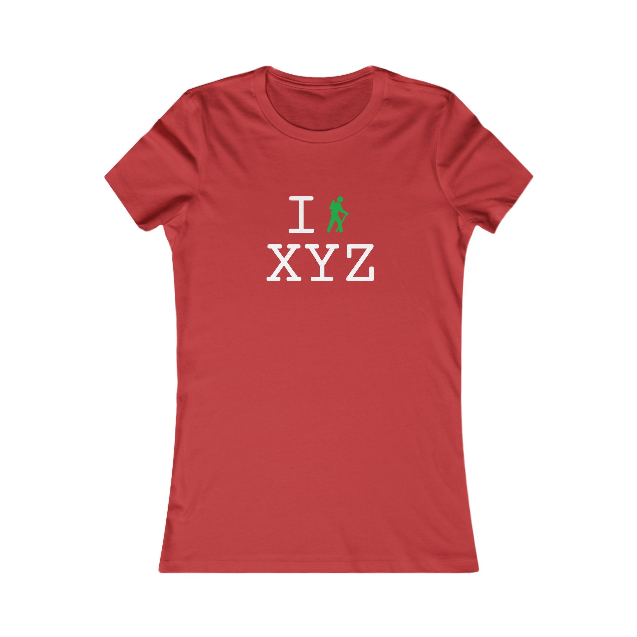 "I Hike ___" women's T, green hiker