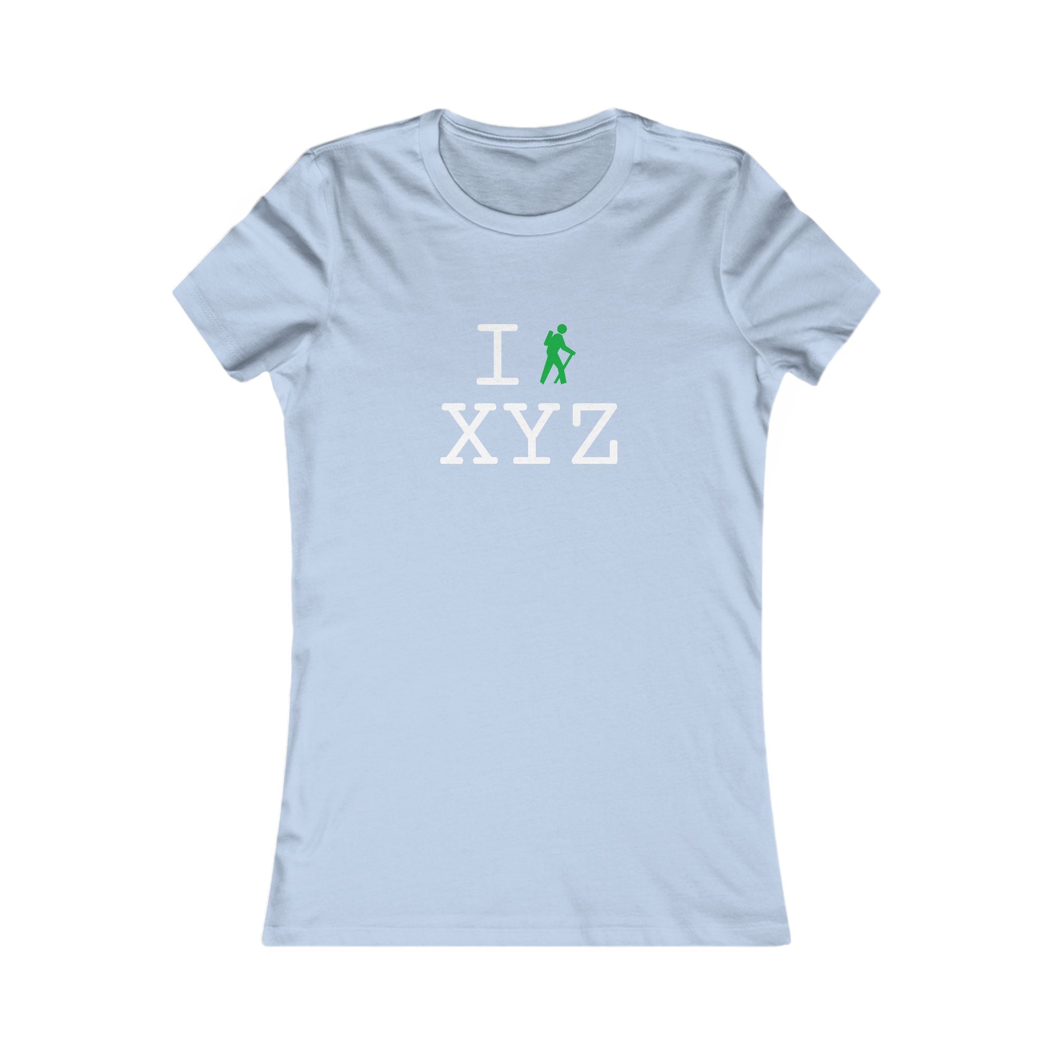 "I Hike ___" women's T, green hiker
