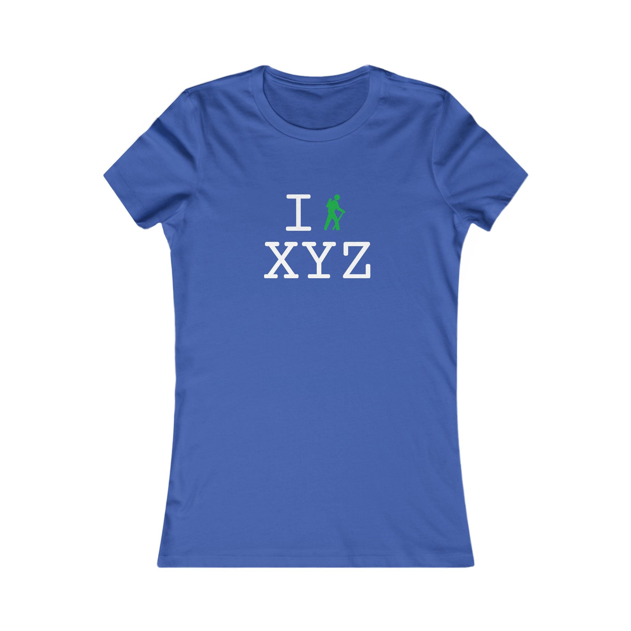 "I Hike ___" women's T, green hiker
