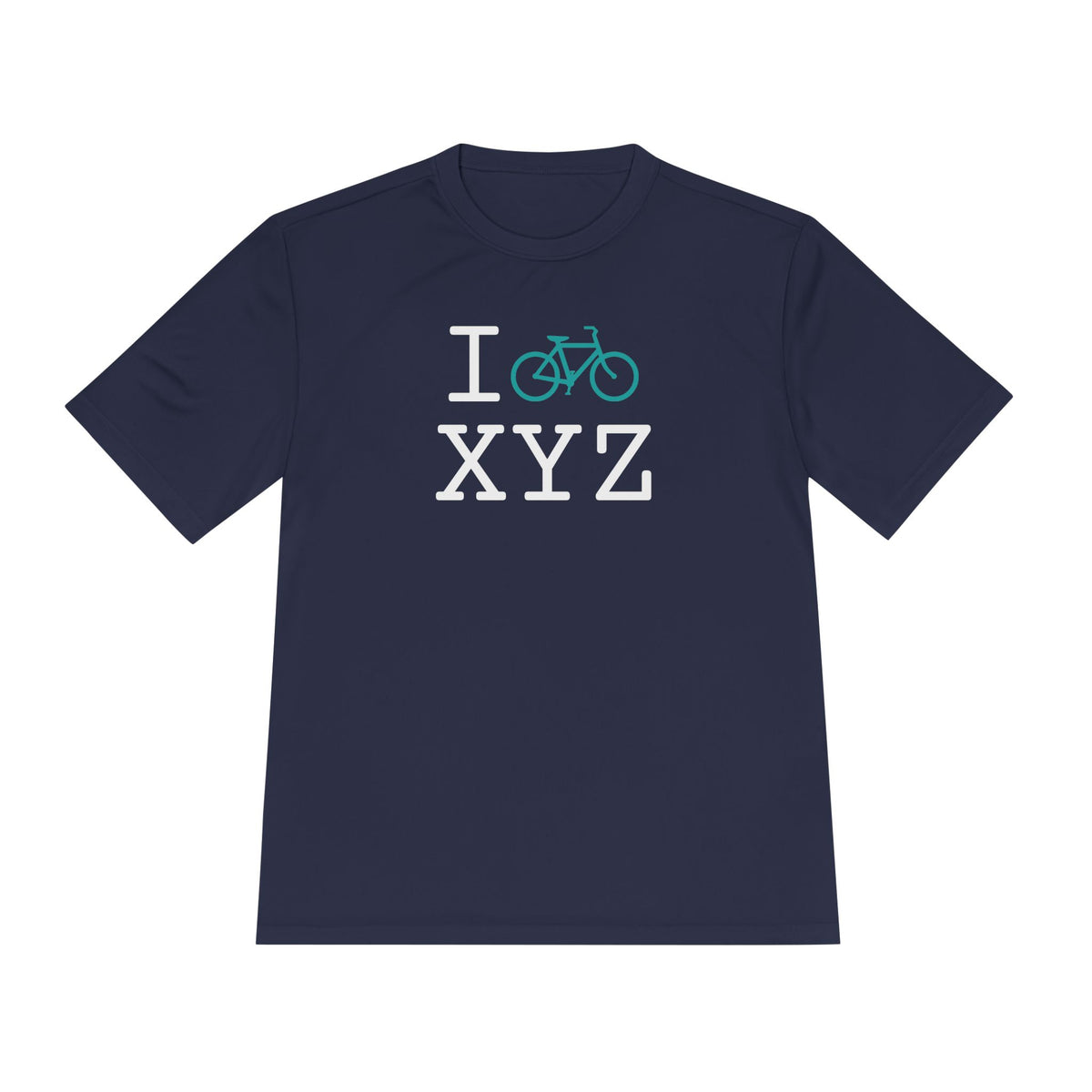 I Bike athletic T, teal bike