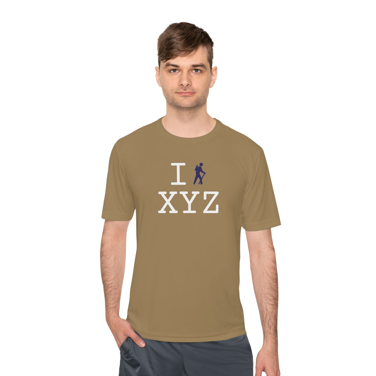 I Hike athletic T, navy hiker