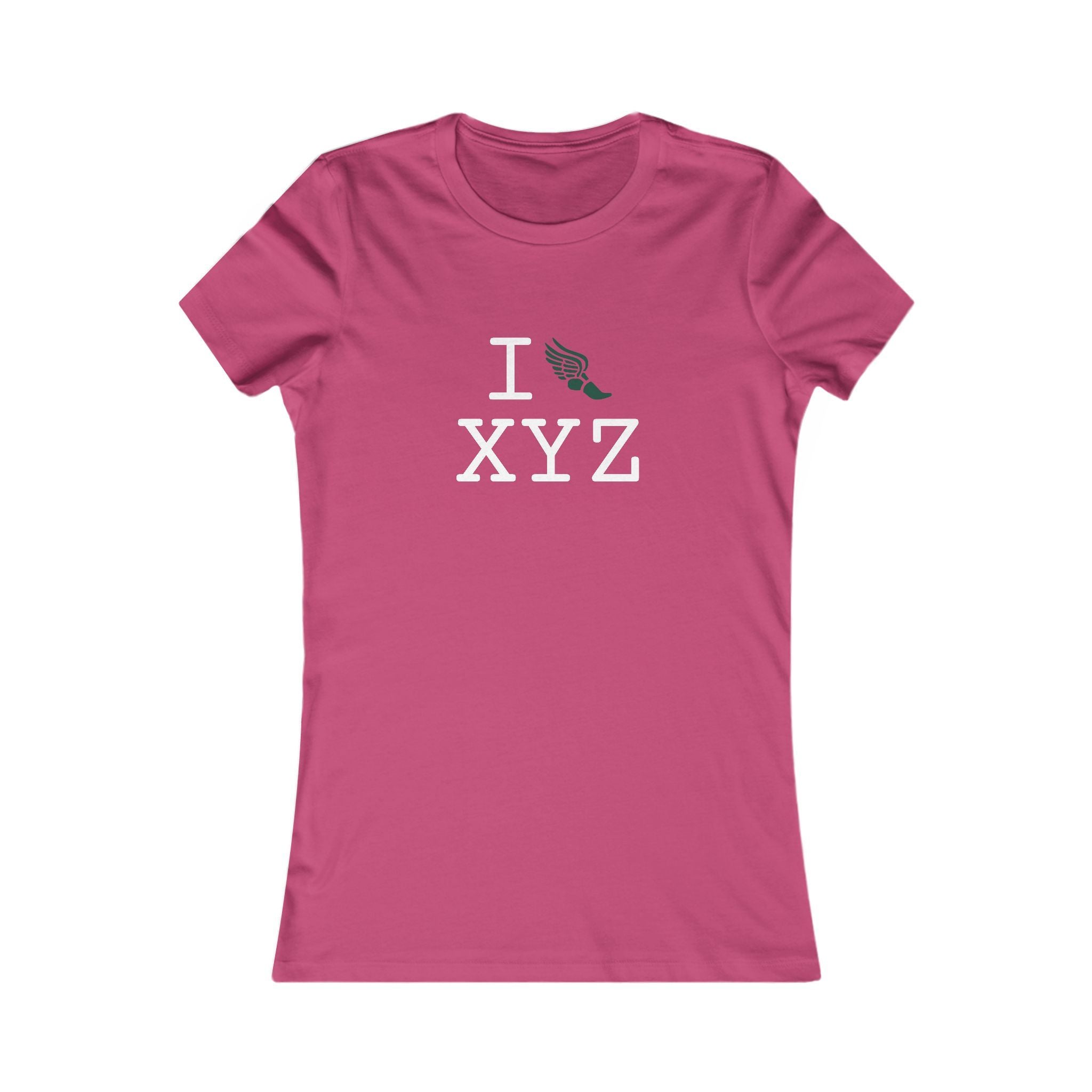 I Run ___ women's T, dark green logo
