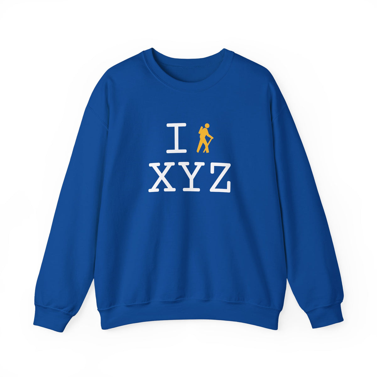 I Hike sweatshirt, yellow hiker