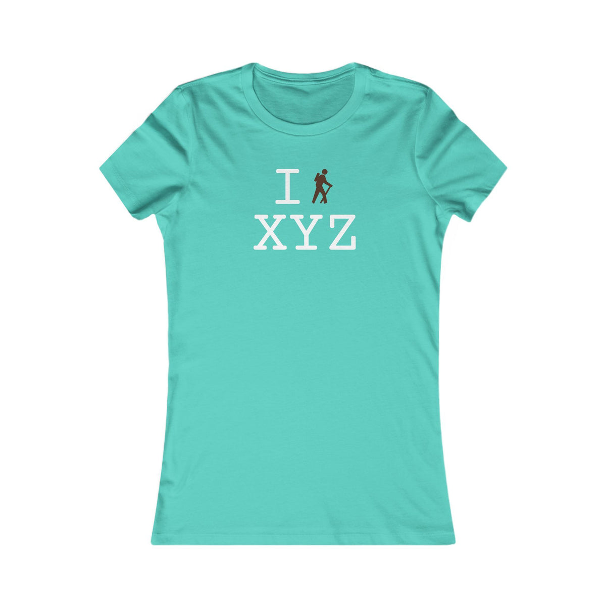 I Hike women's T, brown hiker