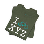 I Bike unisex T, teal bike