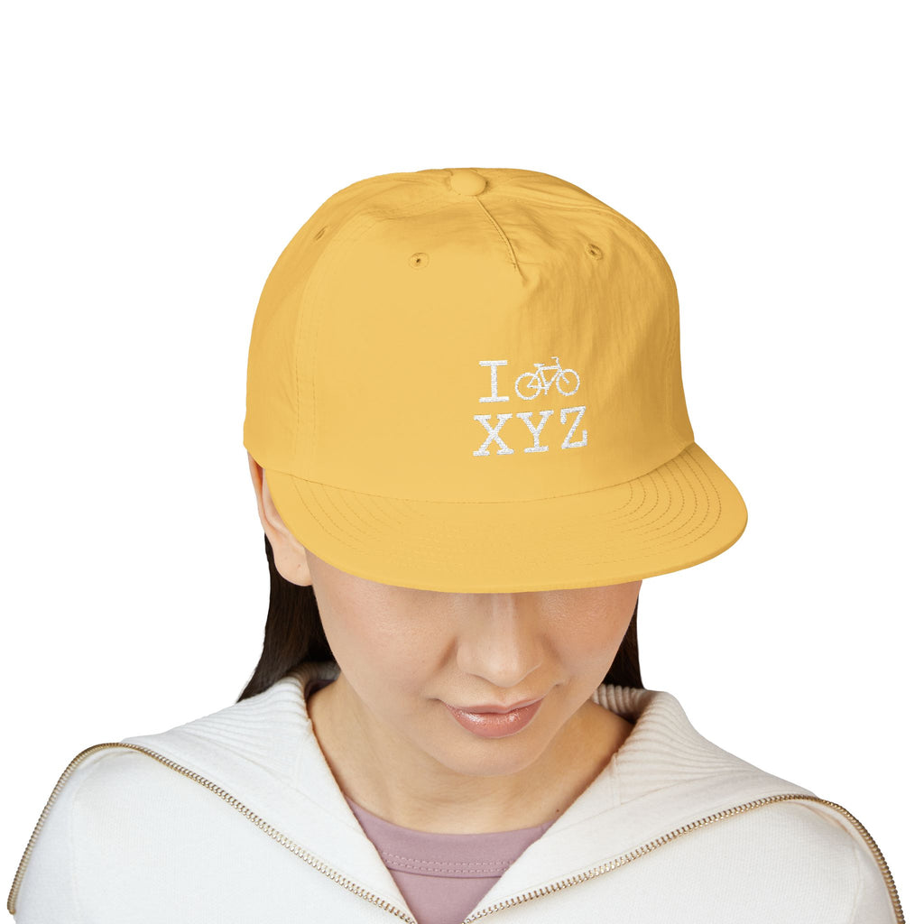 I Bike athletic hat, white bike