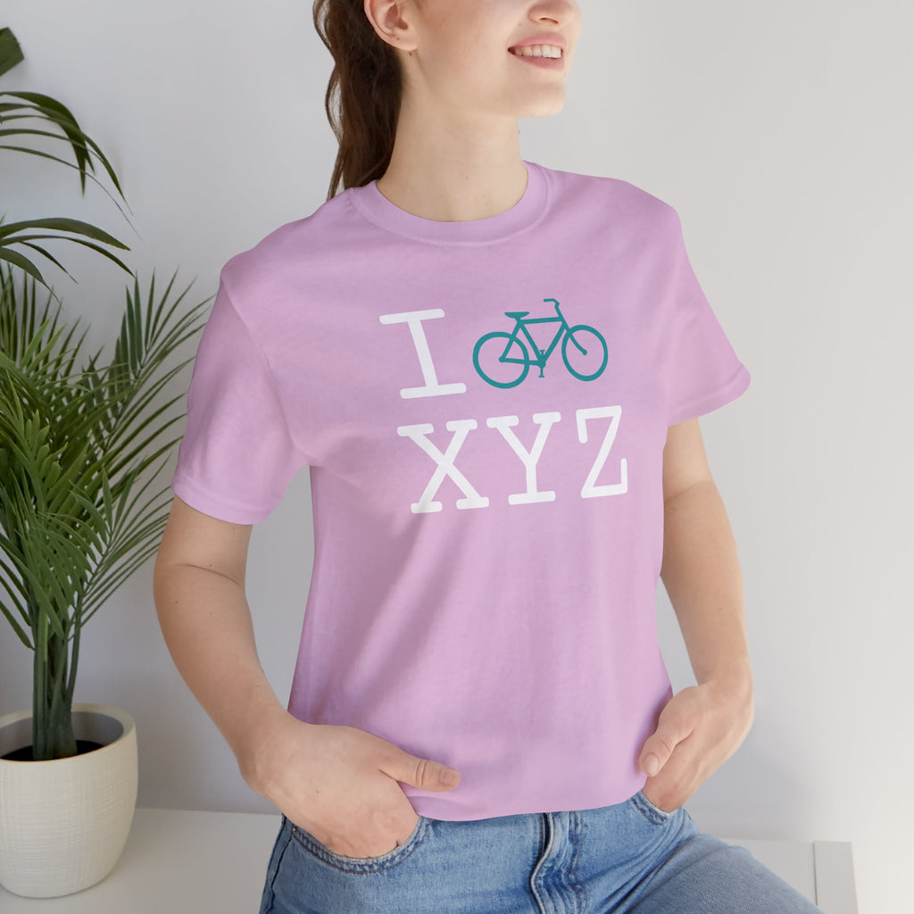 I Bike unisex T, teal bike