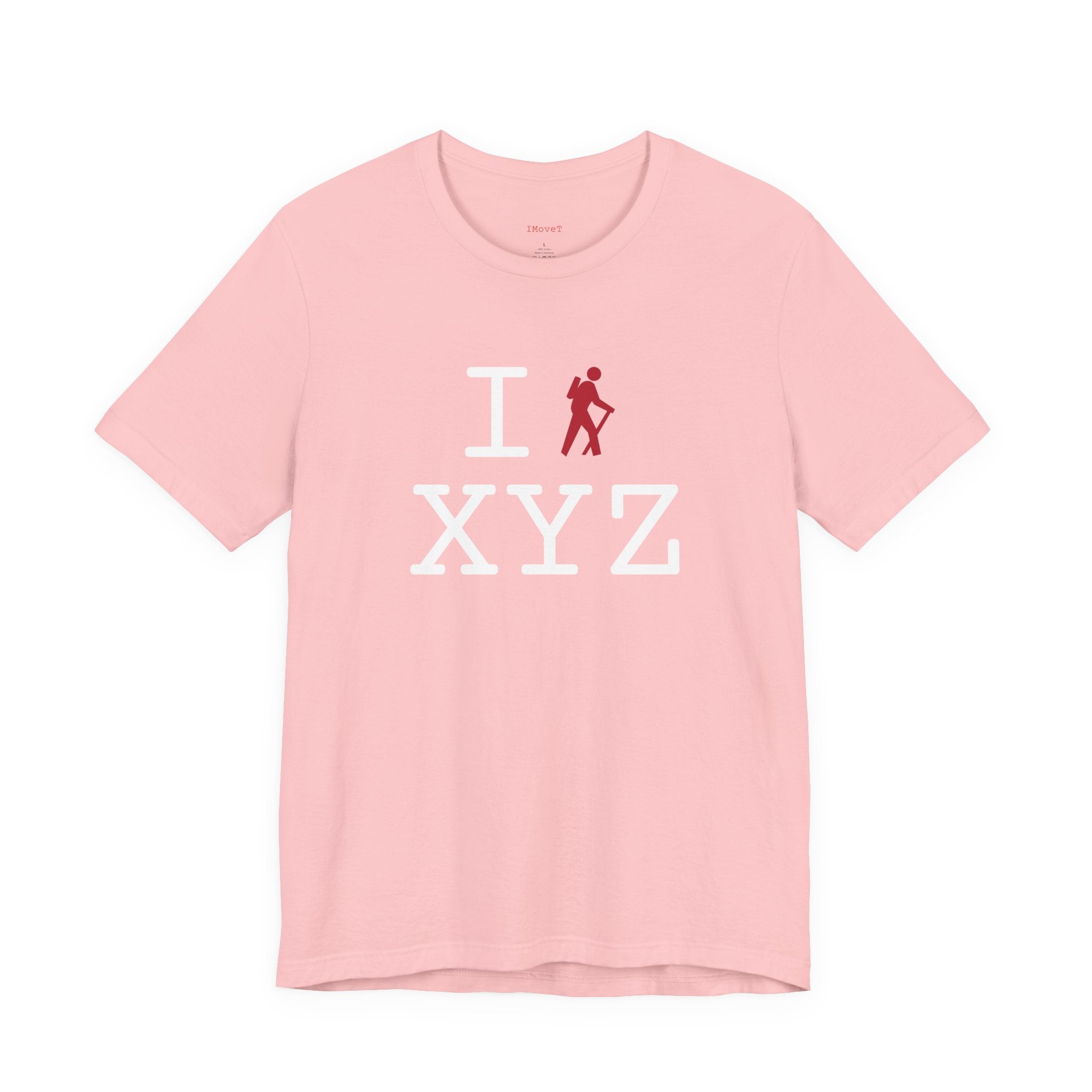 I Hike ___ unisex T, red hiker