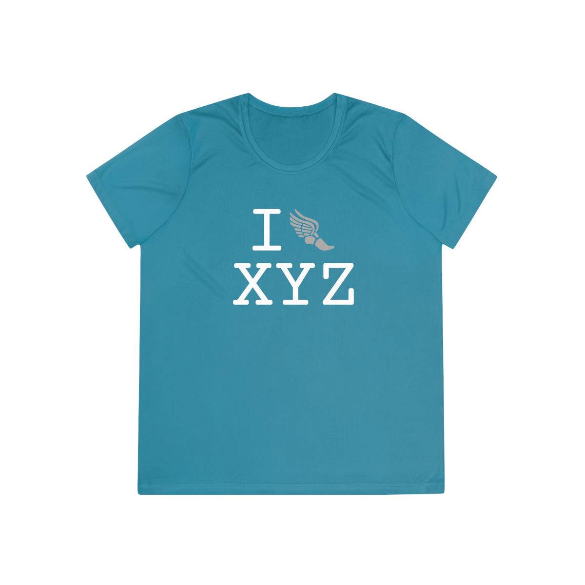 I Run women's athletic T, grey logo