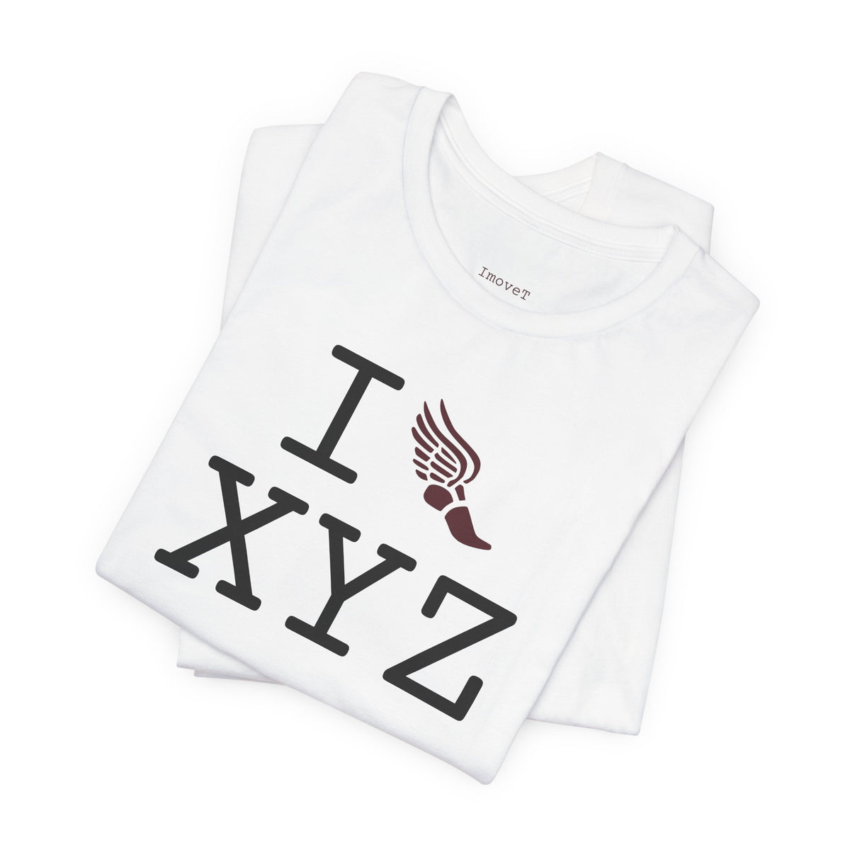 I Run unisex T, maroon logo
