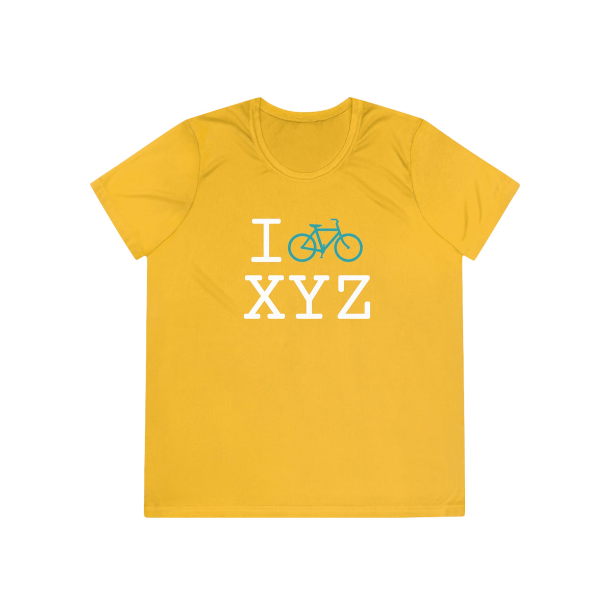 I Bike women's athletic T, teal bike