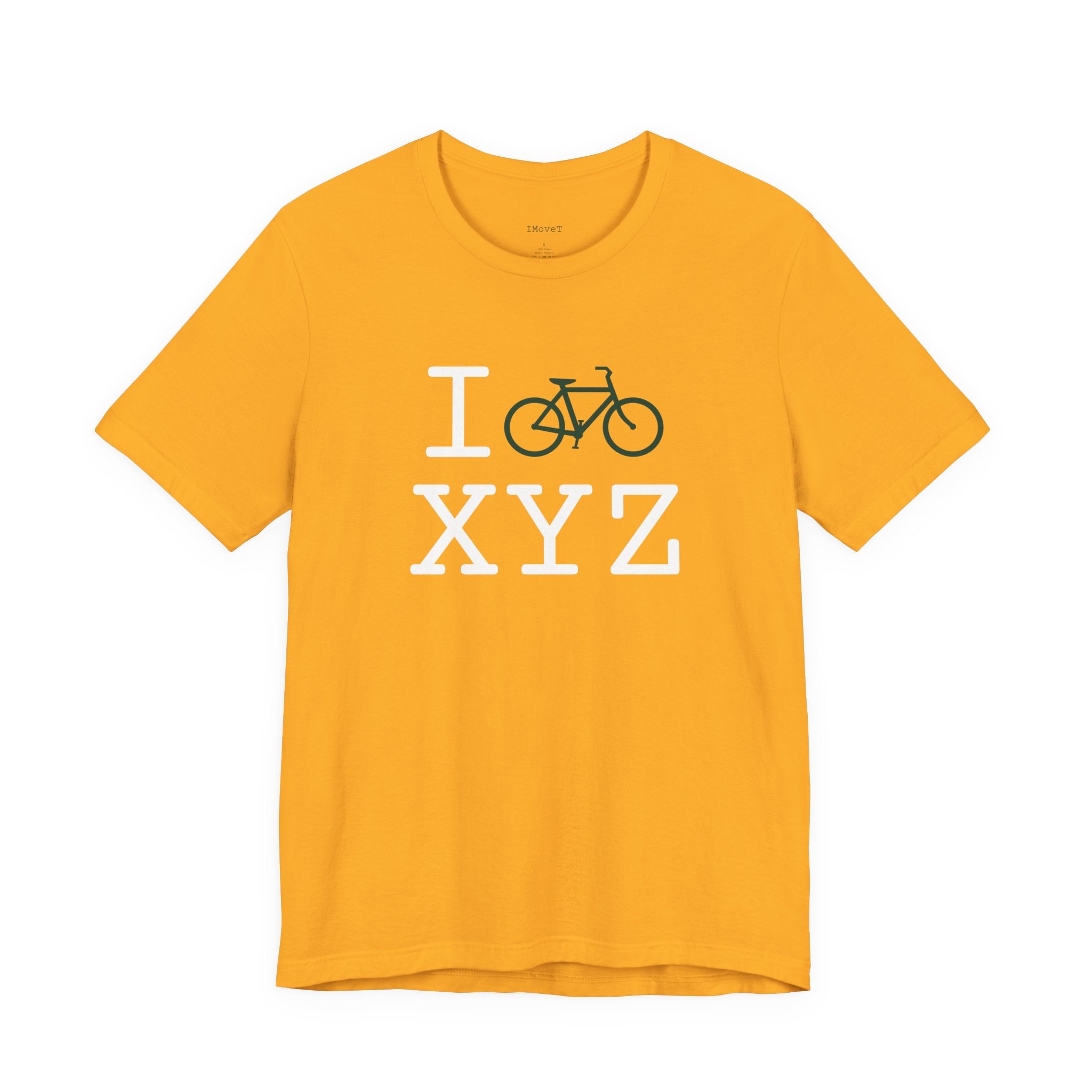 I Bike ___ unisex T, dark green bike