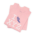 I Run unisex T, blue logo