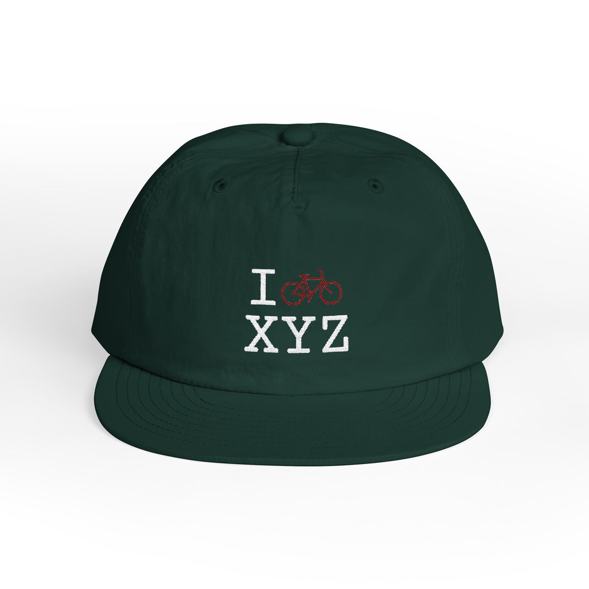 I Bike athletic hat, maroon bike