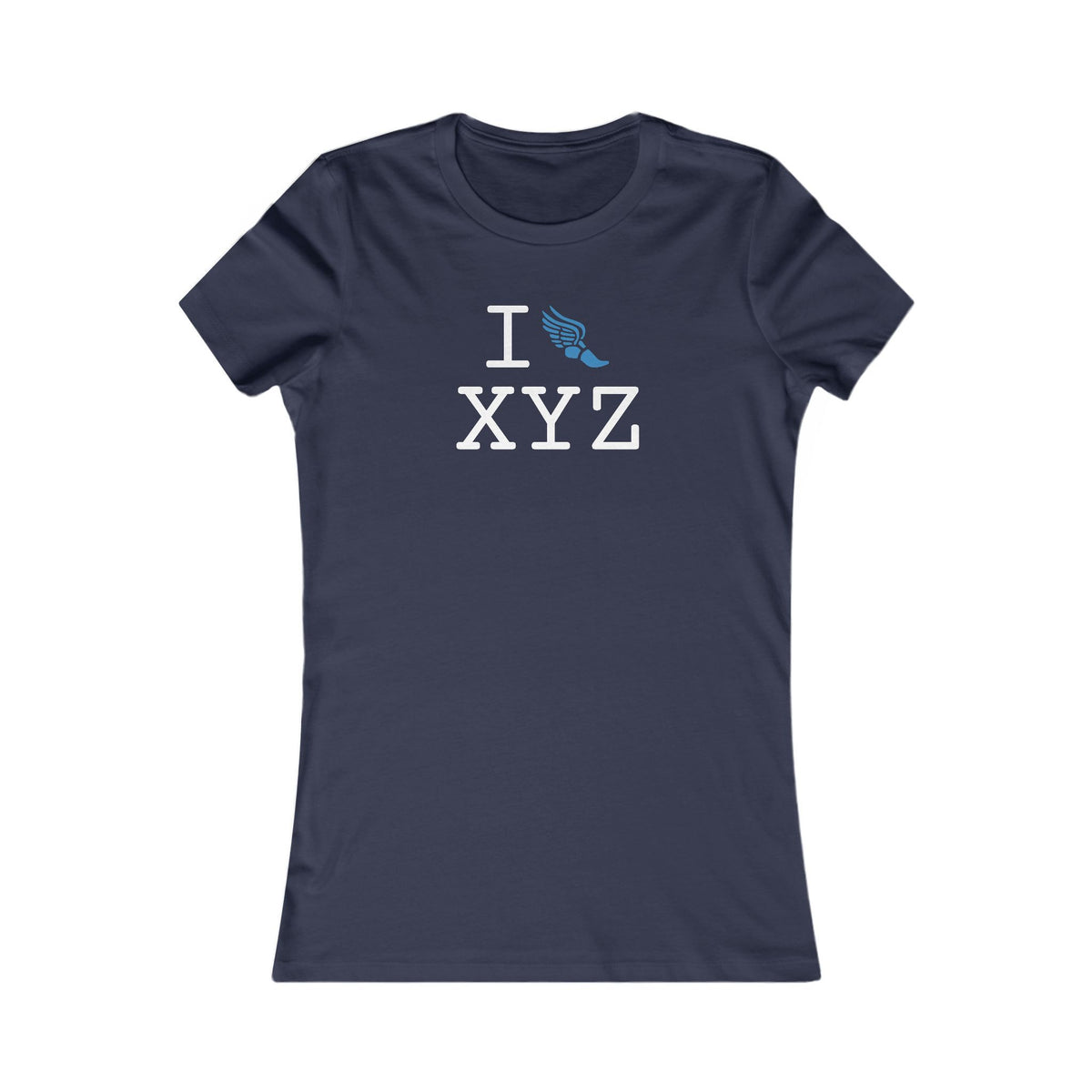I Run women's T, light blue logo