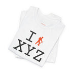 I Hike unisex T, orange hiker