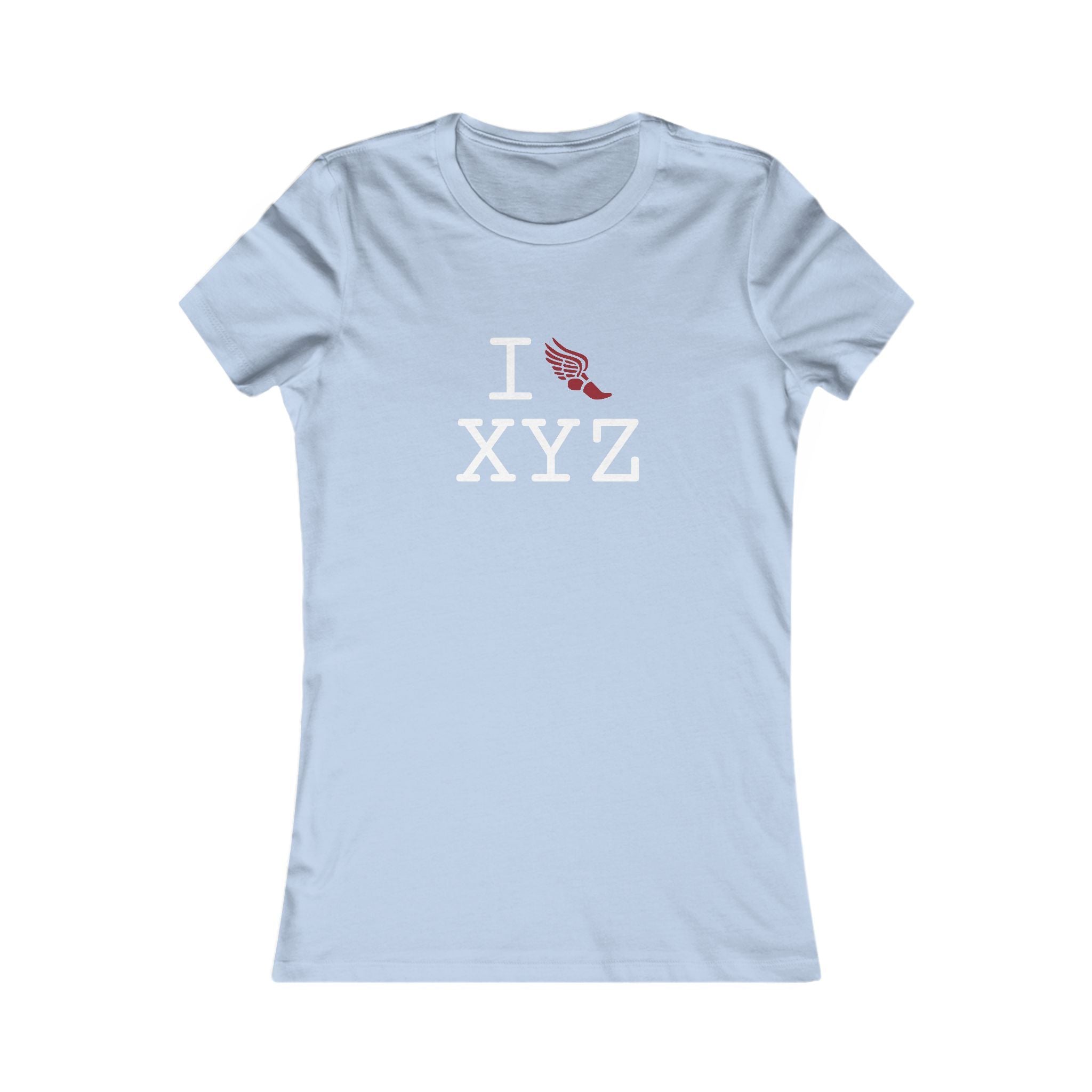 I Run ___ women's T, crimson logo