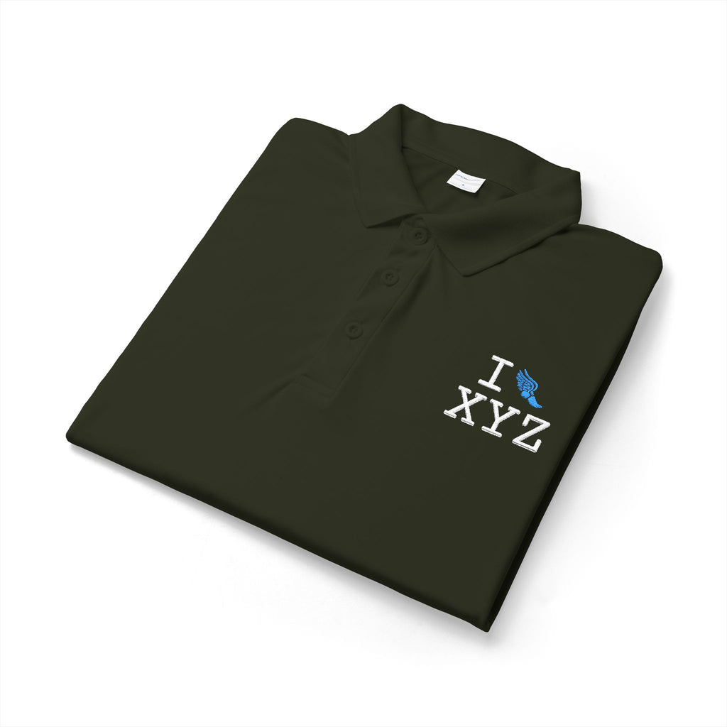 I Run polo, light blue logo