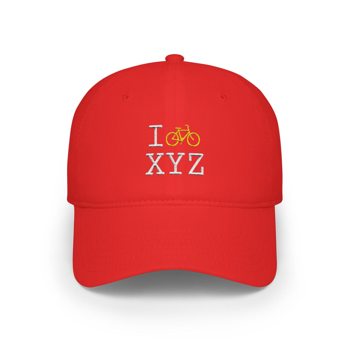 I Bike baseball cap, yellow bike