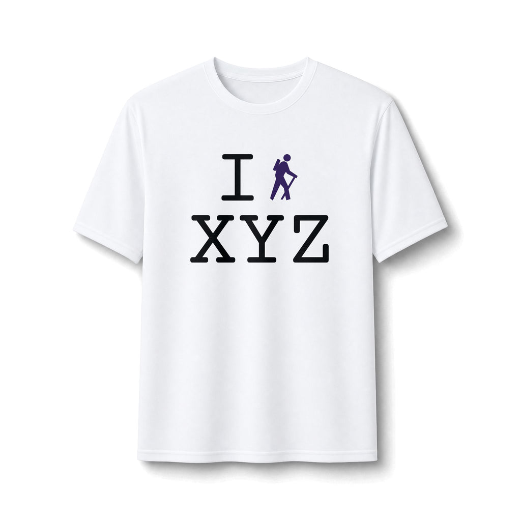 "I Hike ___" athletic T, purple hiker