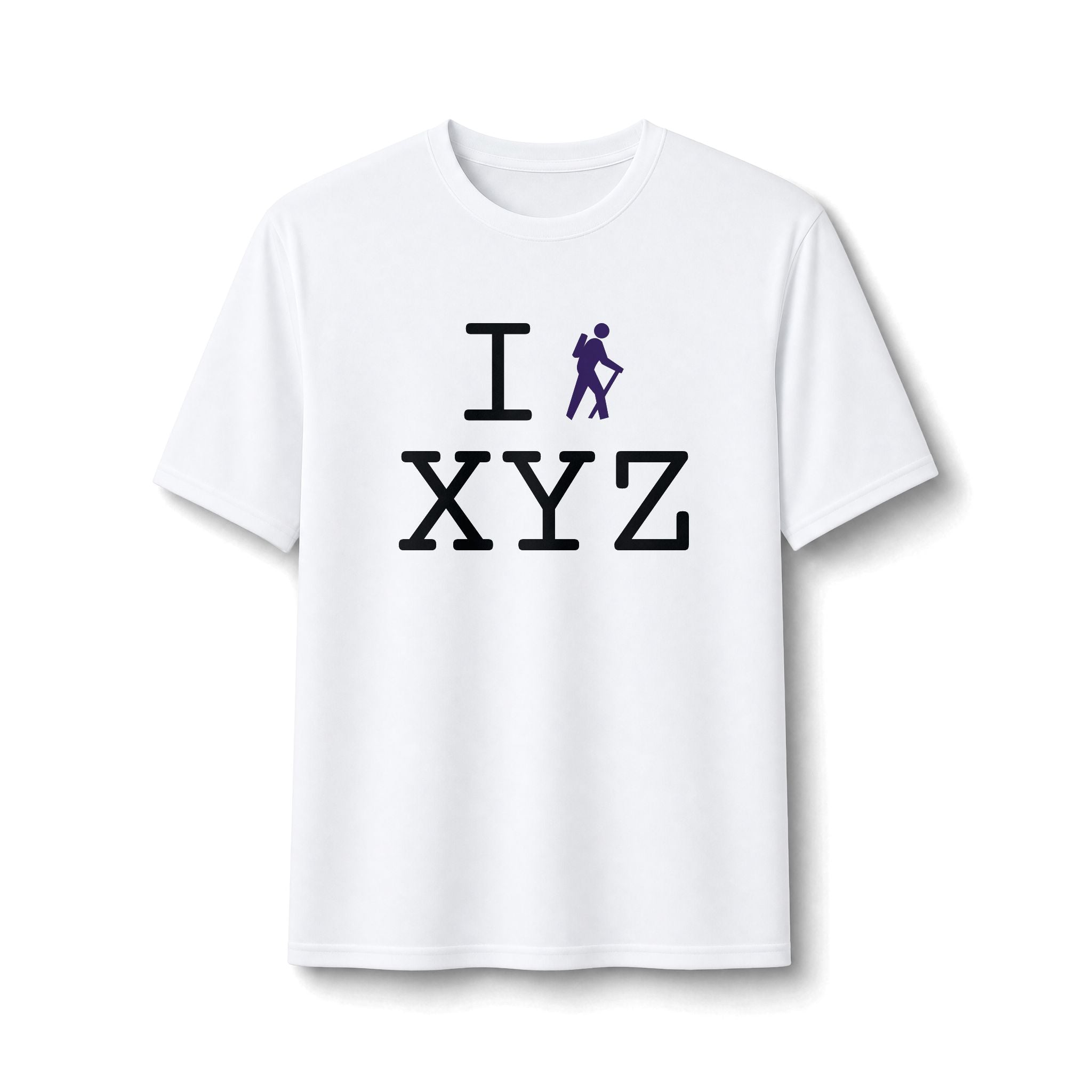"I Hike ___" athletic T, purple hiker