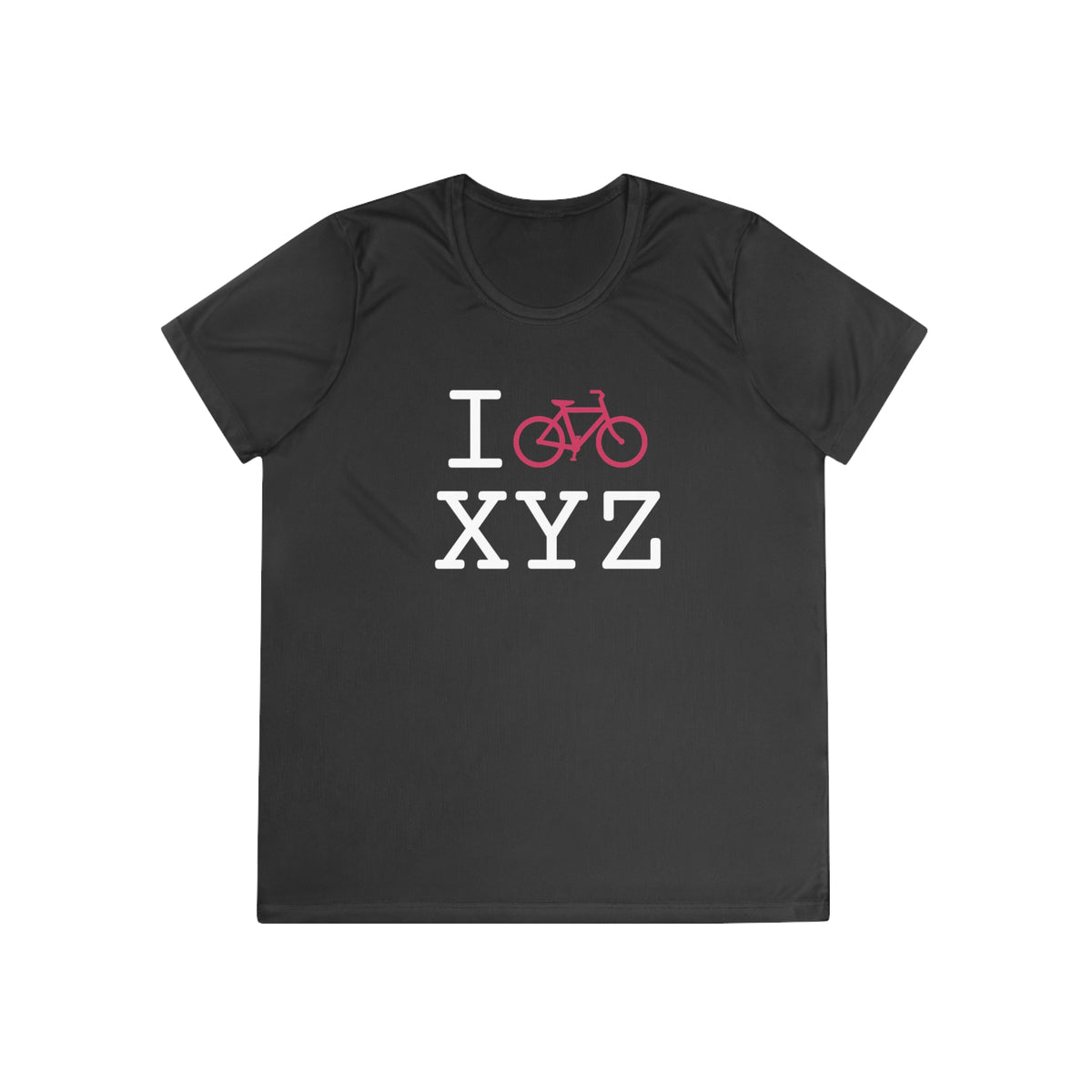 I Bike women's athletic T, hot pink bike