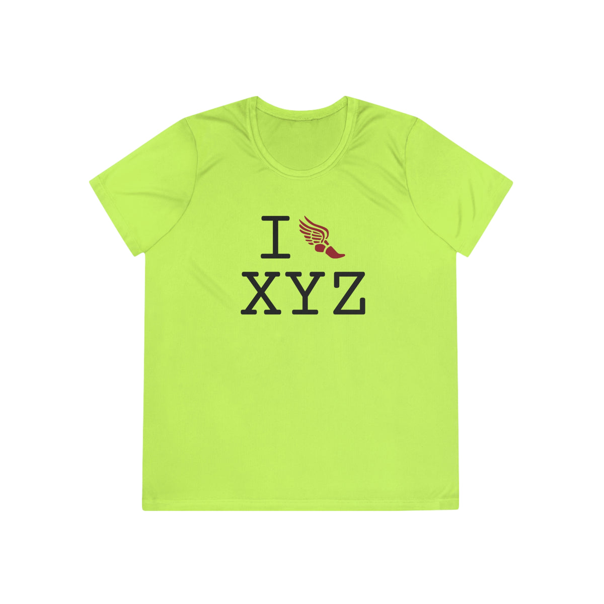 I Run women's athletic T, crimson logo