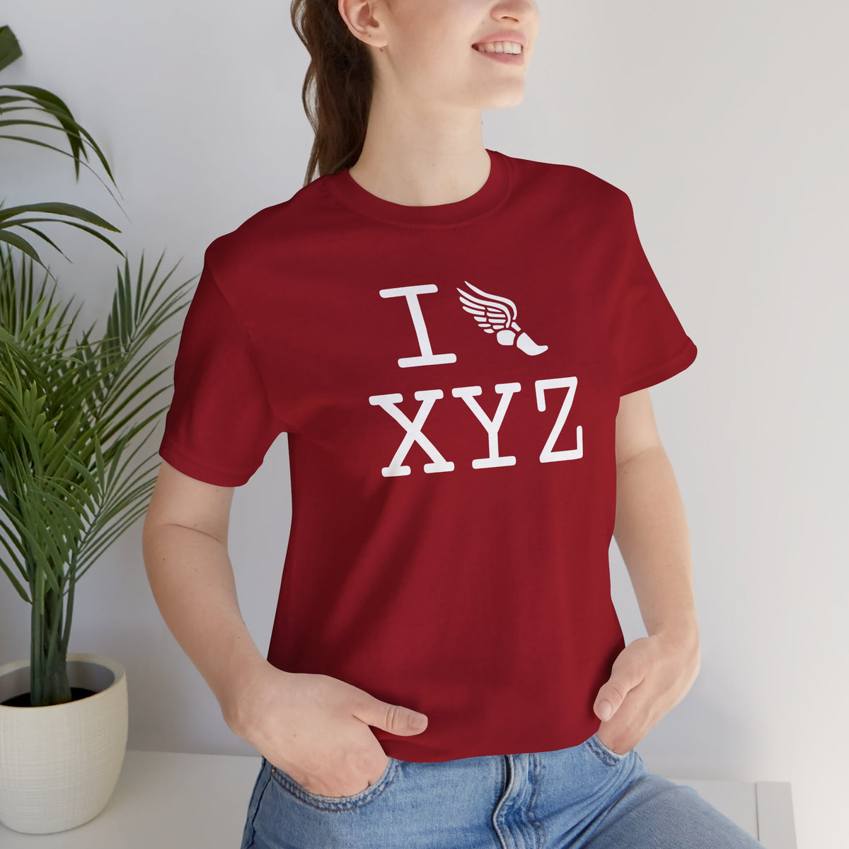 I Run unisex T, white logo