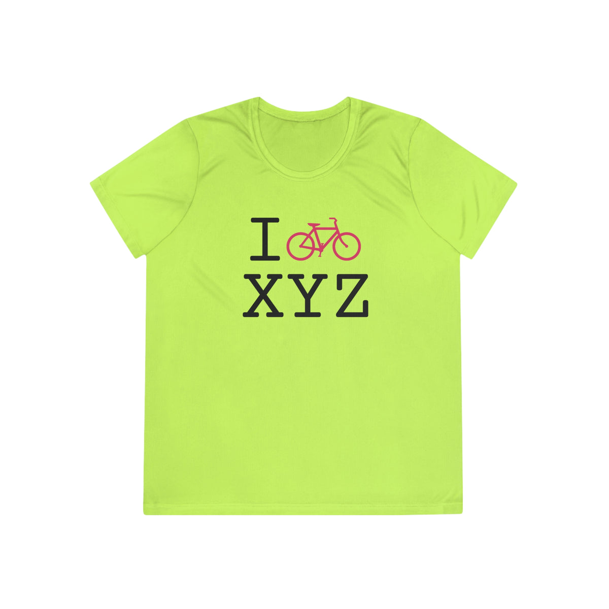 I Bike women's athletic T, hot pink bike