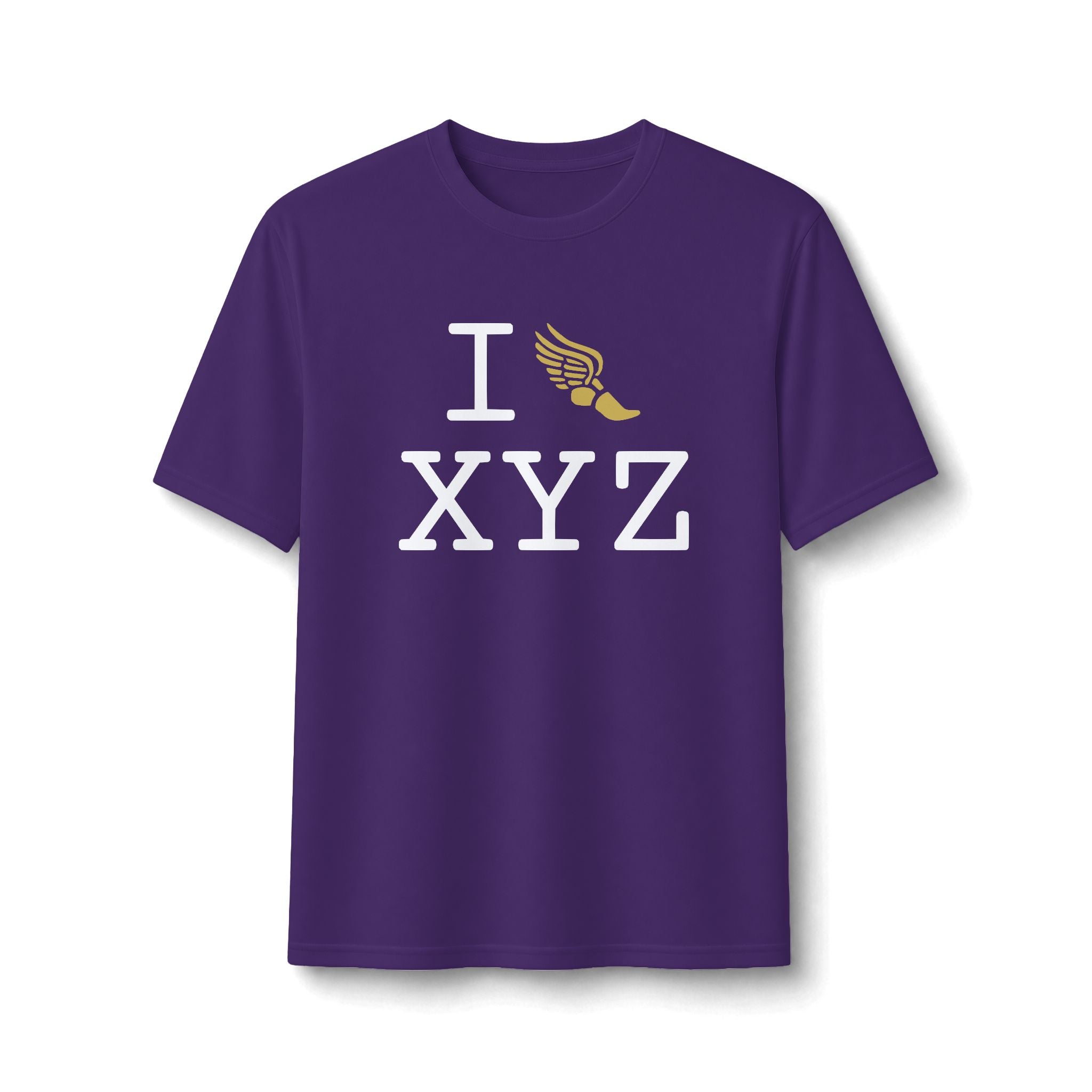 I Run ___ athletic T, gold logo