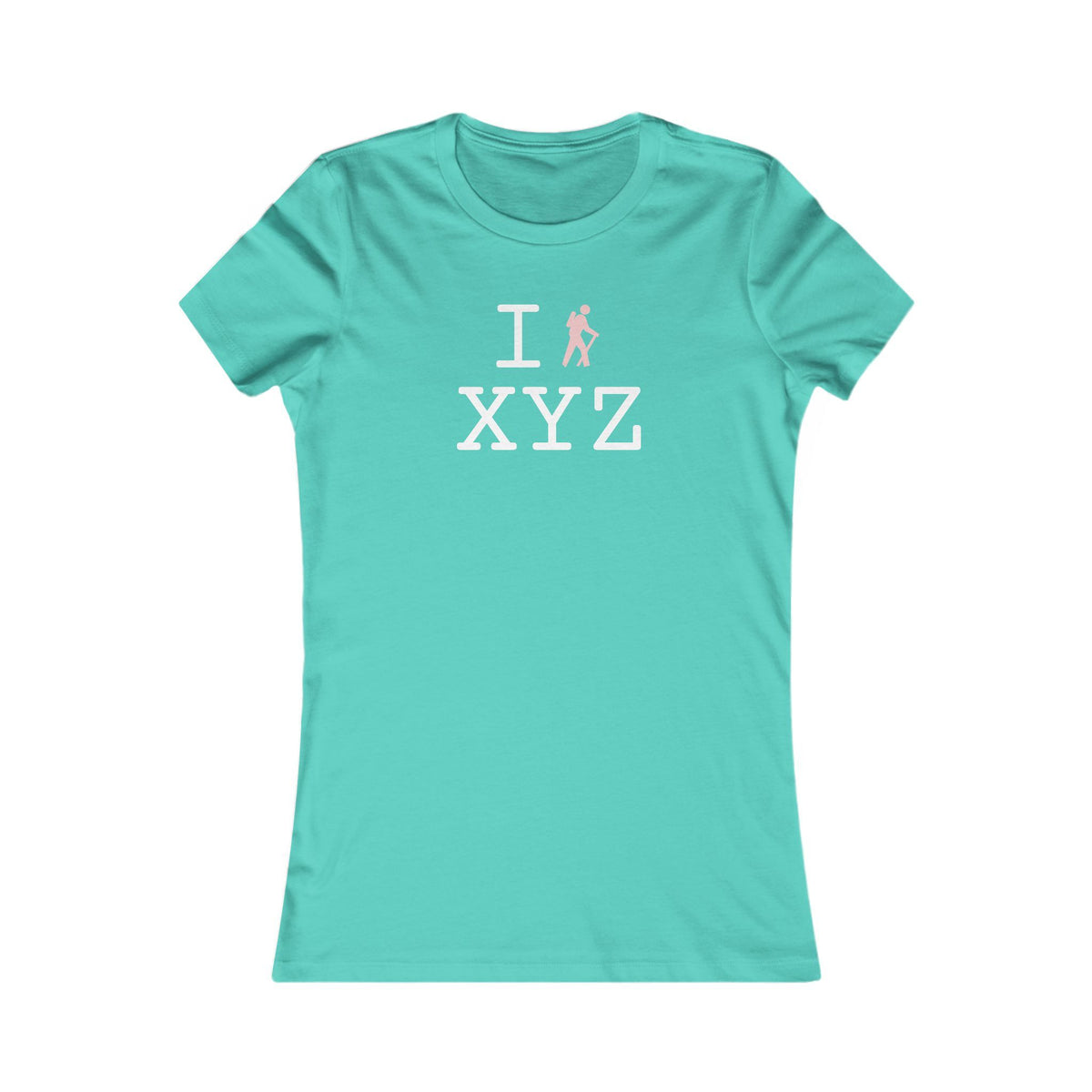 I Hike women's T, pink hiker