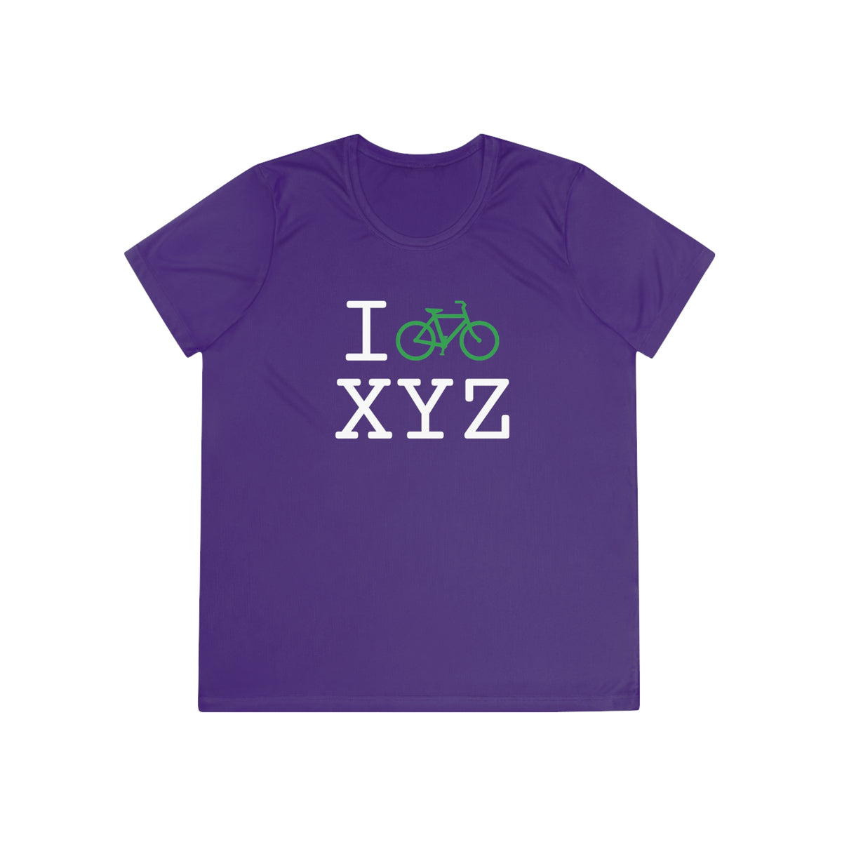 I Bike women's athletic T, green bike
