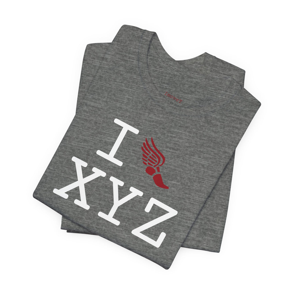 I Run unisex T, crimson logo
