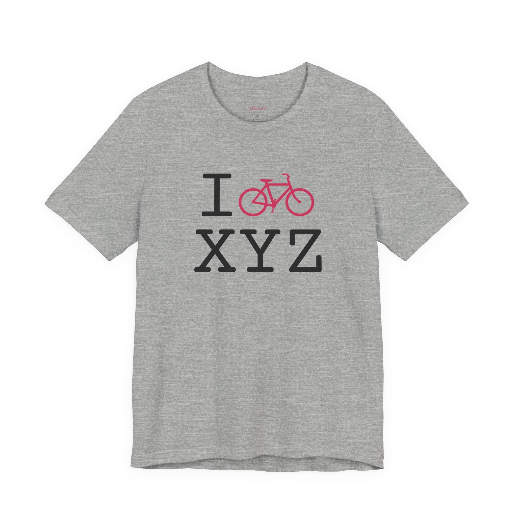 I Bike ___ unisex T, hot pink bike