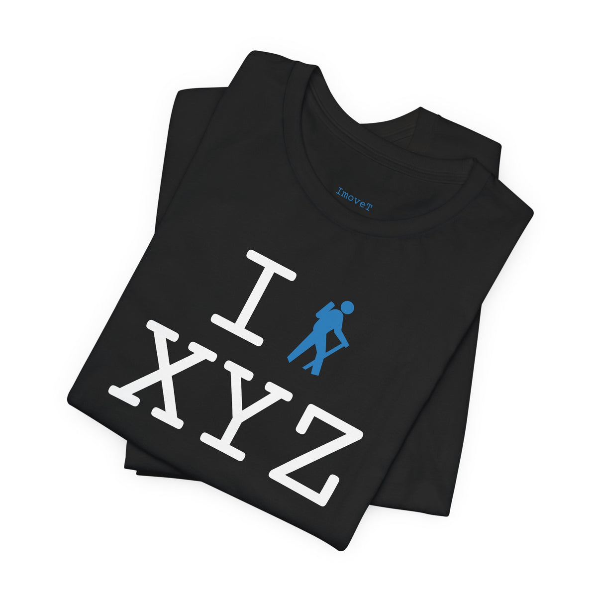 I Hike unisex T, light blue hiker