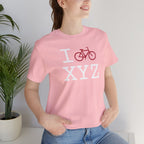 I Bike unisex T, crimson bike